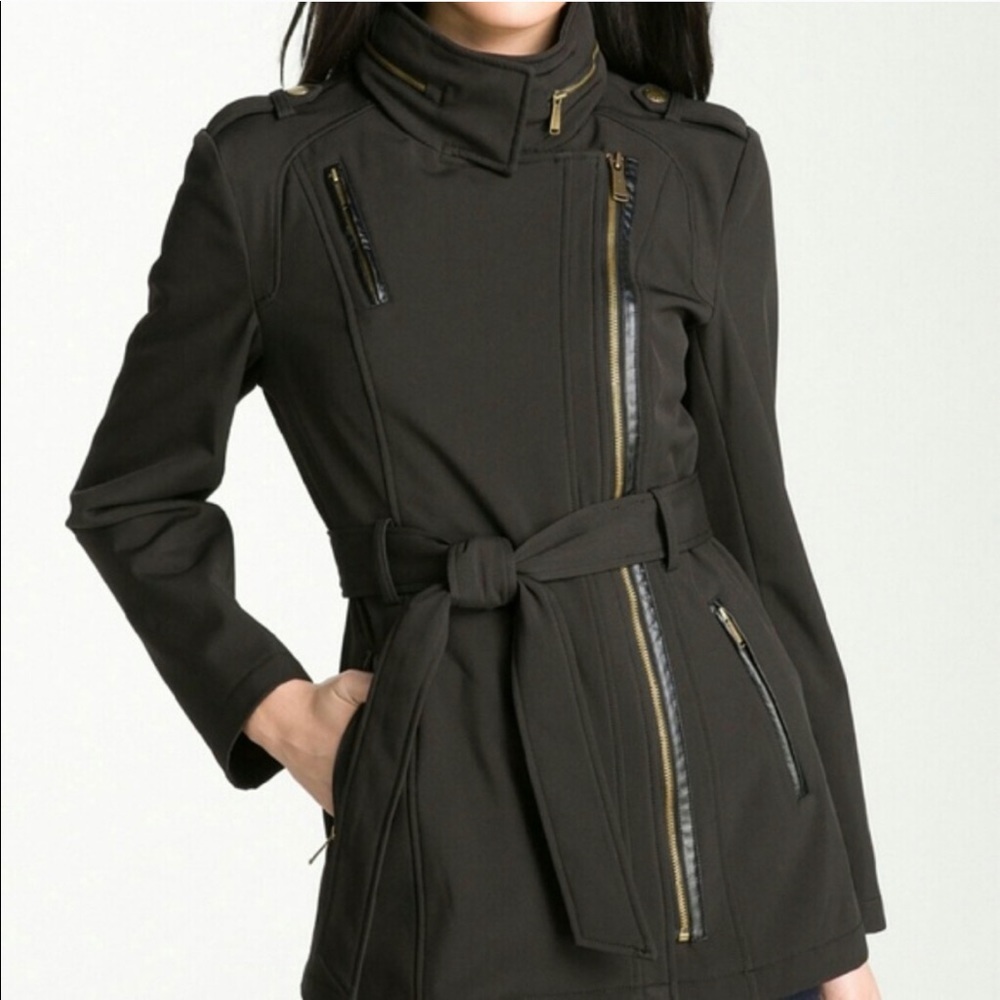 ❌SOLD❌ Michael Kors Olive Belted Jacket Coat With Hood